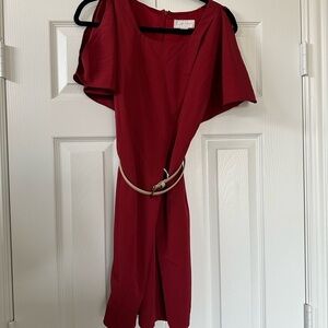 Belted Jessica Simpson Red butterfly sleeve dress